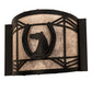 Meyda Lighting Horseshoe 12" Textured Black Wall Sconce With Silver Mica Shade Glass