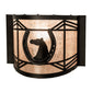 Meyda Lighting Horseshoe 12" Textured Black Wall Sconce With Silver Mica Shade Glass