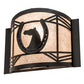 Meyda Lighting Horseshoe 12" Textured Black Wall Sconce With Silver Mica Shade Glass