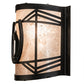 Meyda Lighting Horseshoe 12" Textured Black Wall Sconce With Silver Mica Shade Glass