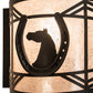 Meyda Lighting Horseshoe 12" Textured Black Wall Sconce With Silver Mica Shade Glass