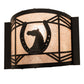 Meyda Lighting Horseshoe 12" Textured Black Wall Sconce With Silver Mica Shade Glass