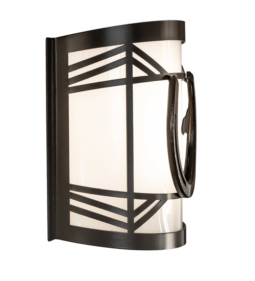 Meyda Lighting Horseshoe 12" Timeless Bronze Wall Sconce With White Statuario Idalight Shade