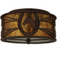Meyda Lighting Horseshoe 14" 2-Light Rusty Nail Flush Mount Light With Amber Mica Shade Glass