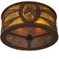 Meyda Lighting Horseshoe 14" 2-Light Rusty Nail Flush Mount Light With Amber Mica Shade Glass