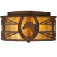 Meyda Lighting Horseshoe 14" 2-Light Rusty Nail Flush Mount Light With Amber Mica Shade Glass