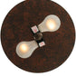 Meyda Lighting Horseshoe 14" 2-Light Rusty Nail Flush Mount Light With Amber Mica Shade Glass