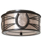 Meyda Lighting Horseshoe 14" 2-Light Timeless Bronze Flush Mount Light With Silver Mica Shade Glass