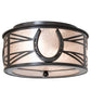 Meyda Lighting Horseshoe 14" 2-Light Timeless Bronze Flush Mount Light With Silver Mica Shade Glass