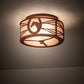 Meyda Lighting Horseshoe 15" 2-Light Rust Flush Mount Light With Silver Mica Shade Glass