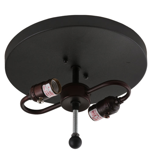 Meyda Lighting Horseshoe 15" 2-Light Textured Black Flush Mount Light With Silver Mica Shade Glass