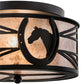 Meyda Lighting Horseshoe 15" 2-Light Textured Black Flush Mount Light With Silver Mica Shade Glass