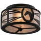 Meyda Lighting Horseshoe 15" 2-Light Textured Black Flush Mount Light With Silver Mica Shade Glass