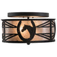 Meyda Lighting Horseshoe 15" 2-Light Textured Black Flush Mount Light With Silver Mica Shade Glass