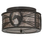 Meyda Lighting Horseshoe 15" 2-Light Timeless Bronze Flush Mount Light With Silver Mica Shade Glass