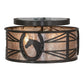 Meyda Lighting Horseshoe 15" 2-Light Timeless Bronze Flush Mount Light With Silver Mica Shade Glass