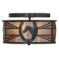Meyda Lighting Horseshoe 15" 2-Light Timeless Bronze Flush Mount Light With Silver Mica Shade Glass