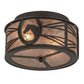 Meyda Lighting Horseshoe 15" 2-Light Timeless Bronze Flush Mount Light With Silver Mica Shade Glass