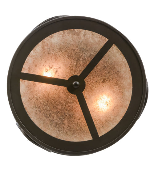 Meyda Lighting Horseshoe 15" 2-Light Timeless Bronze Flush Mount Light With Silver Mica Shade Glass