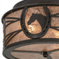 Meyda Lighting Horseshoe 15" 2-Light Timeless Bronze Flush Mount Light With Silver Mica Shade Glass