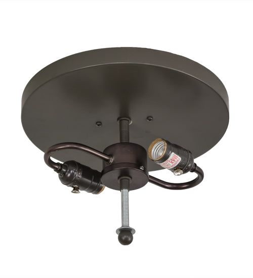 Meyda Lighting Horseshoe 15" 2-Light Timeless Bronze Flush Mount Light With Silver Mica Shade Glass