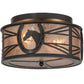 Meyda Lighting Horseshoe 15" 2-Light Timeless Bronze Flush Mount Light With Silver Mica Shade Glass
