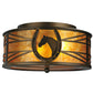 Meyda Lighting Horseshoe 16" 2-Light Antique Copper Flush Mount Light With Amber Mica Shade Glass