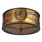 Meyda Lighting Horseshoe 16" 2-Light Antique Copper Flush Mount Light With Amber Mica Shade Glass