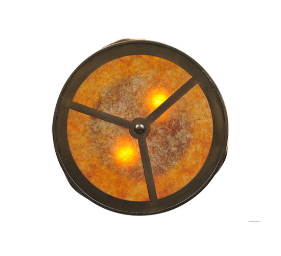 Meyda Lighting Horseshoe 16" 2-Light Antique Copper Flush Mount Light With Amber Mica Shade Glass