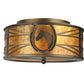 Meyda Lighting Horseshoe 16" 2-Light Antique Copper Flush Mount Light With Amber Mica Shade Glass