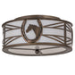 Meyda Lighting Horseshoe 17" 2-Light Antique Copper Flush Mount Light With White Idalight Shade Glass