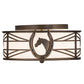 Meyda Lighting Horseshoe 17" 2-Light Antique Copper Flush Mount Light With White Idalight Shade Glass
