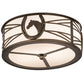 Meyda Lighting Horseshoe 17" 2-Light Antique Copper Flush Mount Light With White Idalight Shade Glass