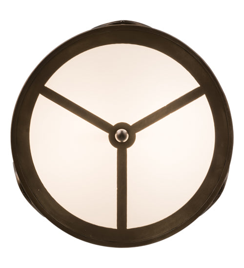 Meyda Lighting Horseshoe 17" 2-Light Antique Copper Flush Mount Light With White Idalight Shade Glass
