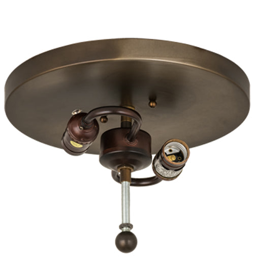 Meyda Lighting Horseshoe 17" 2-Light Antique Copper Flush Mount Light With White Idalight Shade Glass