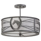 Meyda Lighting Horseshoe 17" 2-Light Blackened Pewter Semi-flush Mount Light With Contrail Mist Idalight Shade