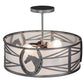 Meyda Lighting Horseshoe 17" 2-Light Blackened Pewter Semi-flush Mount Light With Contrail Mist Idalight Shade