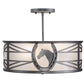 Meyda Lighting Horseshoe 17" 2-Light Blackened Pewter Semi-flush Mount Light With Contrail Mist Idalight Shade