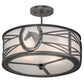 Meyda Lighting Horseshoe 17" 2-Light Blackened Pewter Semi-flush Mount Light With Contrail Mist Idalight Shade
