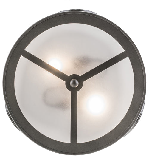 Meyda Lighting Horseshoe 17" 2-Light Blackened Pewter Semi-flush Mount Light With Contrail Mist Idalight Shade