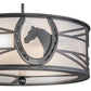 Meyda Lighting Horseshoe 17" 2-Light Blackened Pewter Semi-flush Mount Light With Contrail Mist Idalight Shade
