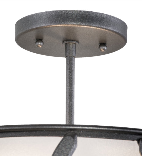 Meyda Lighting Horseshoe 17" 2-Light Blackened Pewter Semi-flush Mount Light With Contrail Mist Idalight Shade