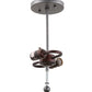 Meyda Lighting Horseshoe 17" 2-Light Blackened Pewter Semi-flush Mount Light With Contrail Mist Idalight Shade