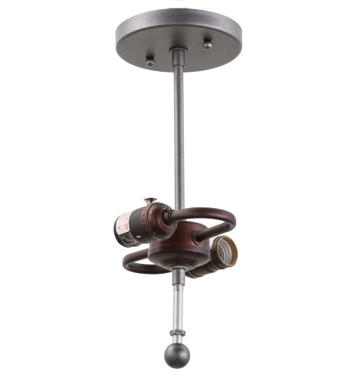 Meyda Lighting Horseshoe 17" 2-Light Blackened Pewter Semi-flush Mount Light With Contrail Mist Idalight Shade