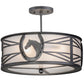 Meyda Lighting Horseshoe 17" 2-Light Blackened Pewter Semi-flush Mount Light With Contrail Mist Idalight Shade