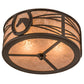 Meyda Lighting Horseshoe 17" 2-Light Oil Rubbed Bronze Flush Mount Light With Silver Mica Shade Glass