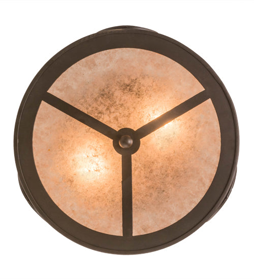 Meyda Lighting Horseshoe 17" 2-Light Oil Rubbed Bronze Flush Mount Light With Silver Mica Shade Glass