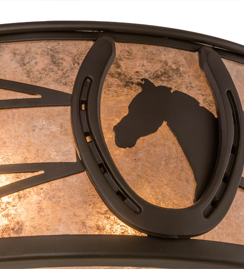 Meyda Lighting Horseshoe 17" 2-Light Oil Rubbed Bronze Flush Mount Light With Silver Mica Shade Glass