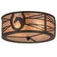 Meyda Lighting Horseshoe 17" 2-Light Oil Rubbed Bronze Flush Mount Light With Silver Mica Shade Glass