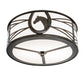 Meyda Lighting Horseshoe 17" 2-Light Timeless Bronze Flush Mount Light With White Statuario Idalight Shade